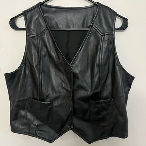 Chic Black Faux Leather Vest